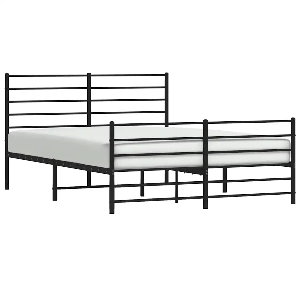 Letto matrimoniale | Letto per adulti | Giroletto con Testiera e Pediera Metallo Nero 140x190 cm