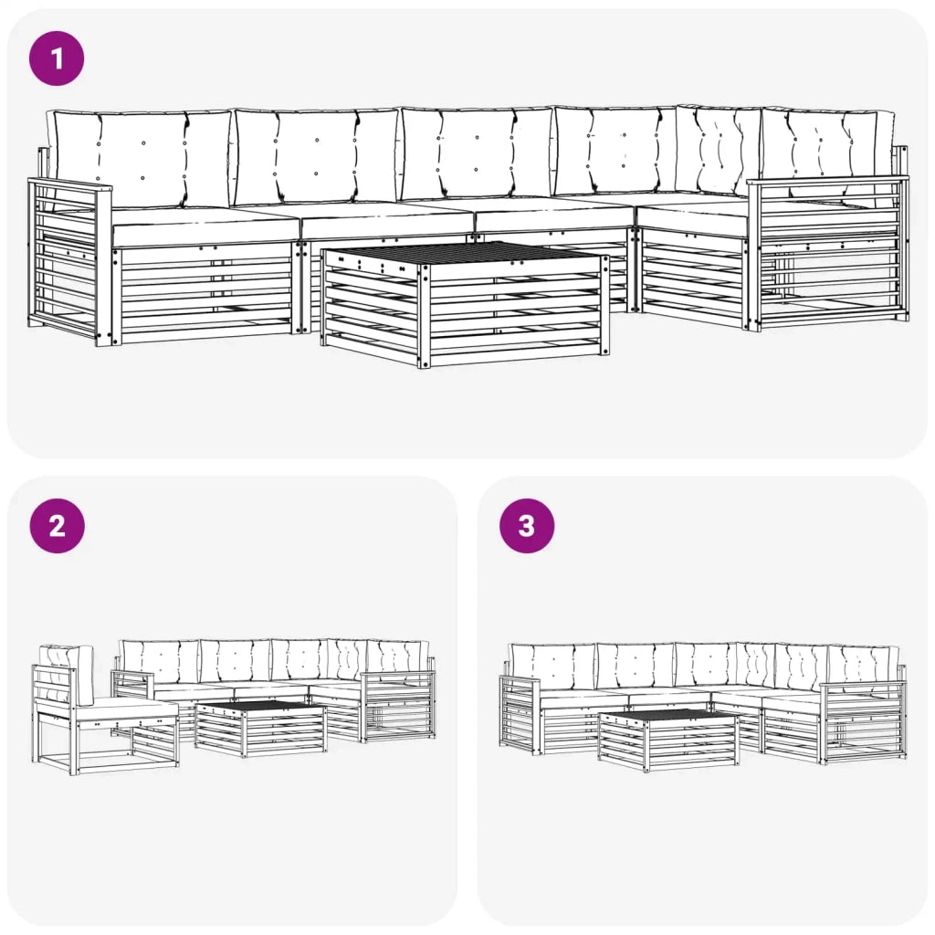 Set di divani da esterno con cuscino 6 pcs Naturale e Antracite 3373512