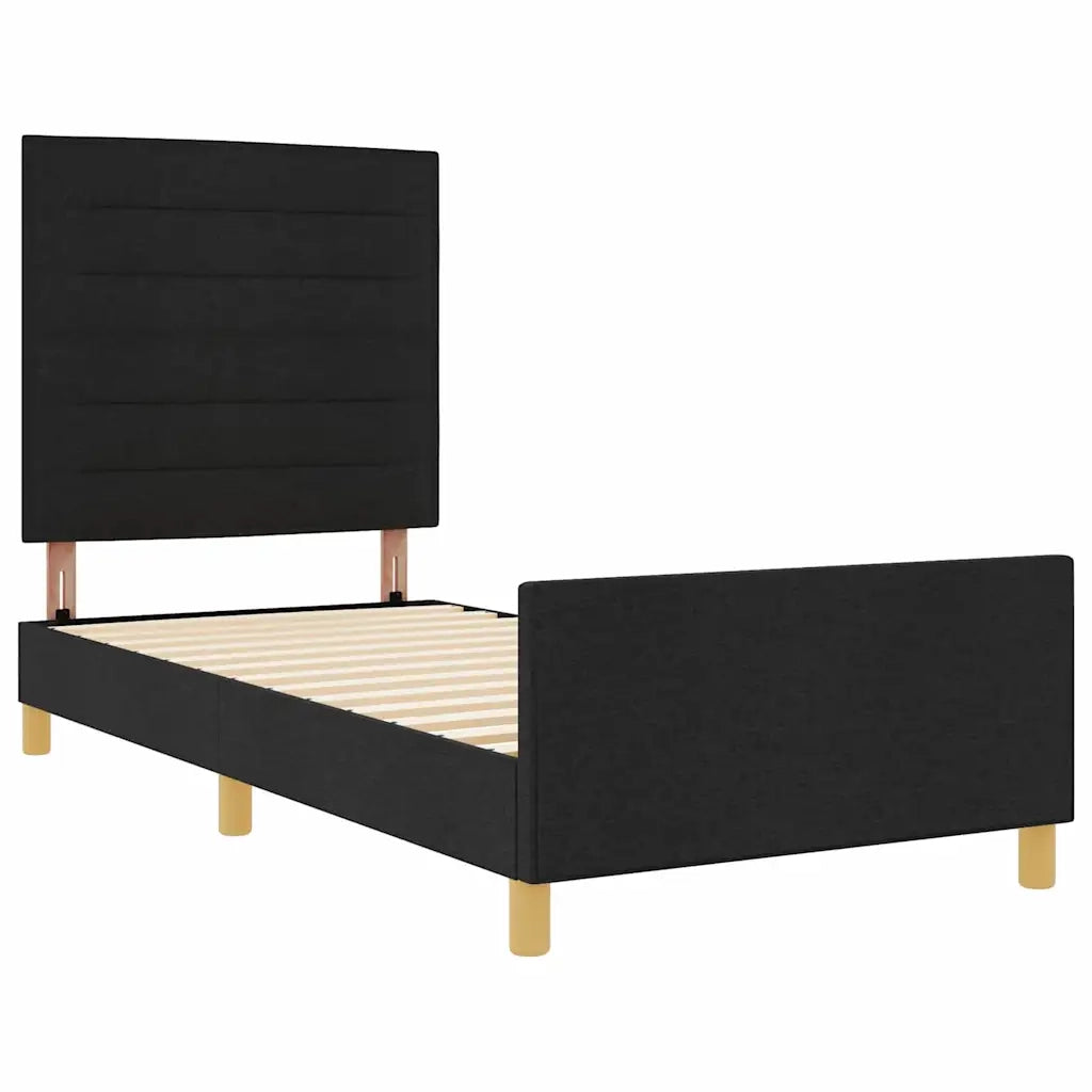 Struttura del letto con testiera Nero 90 x 200 cm Tessuto