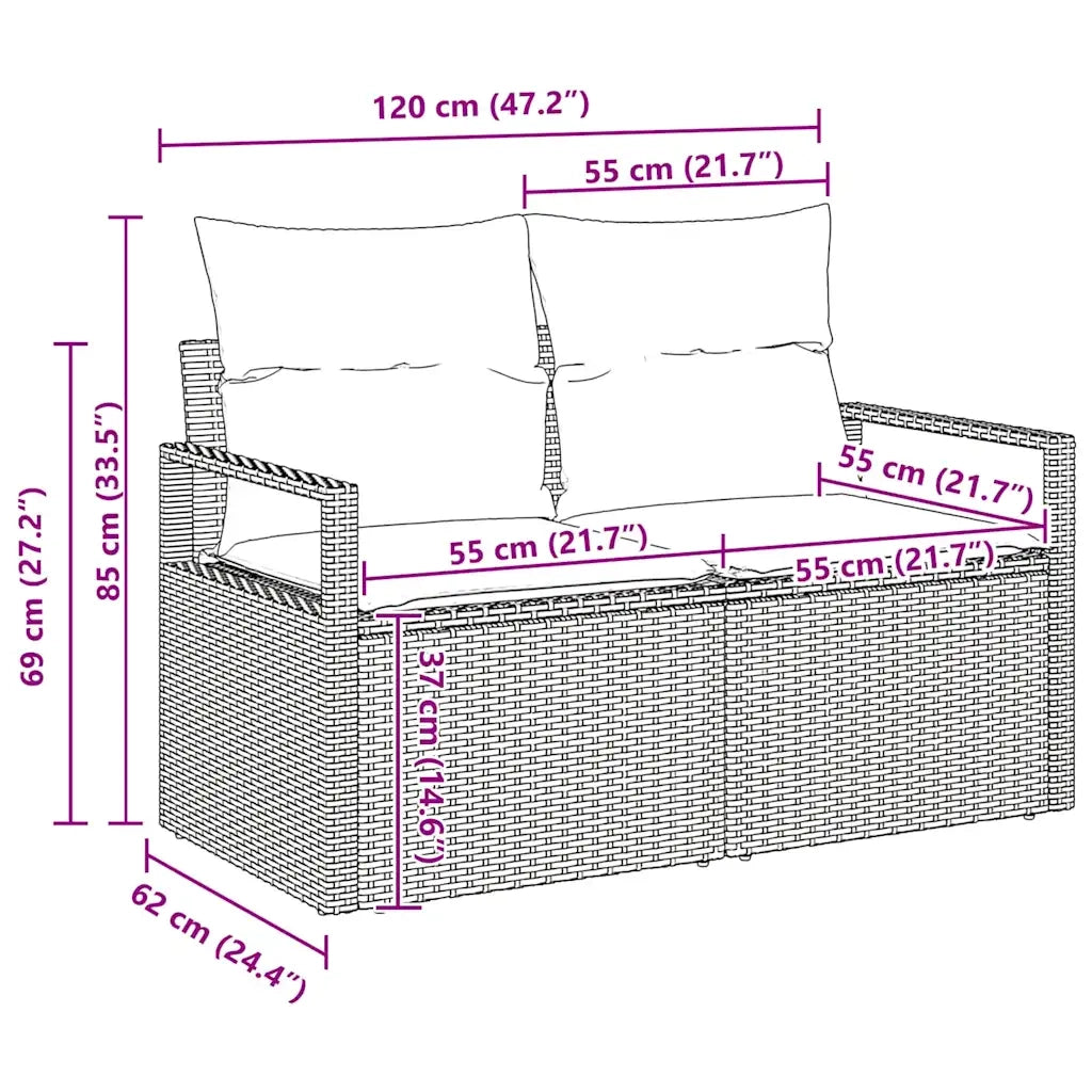 Set di divani con cuscino 8 pcs Grigio chiaro polyrattan 3346292