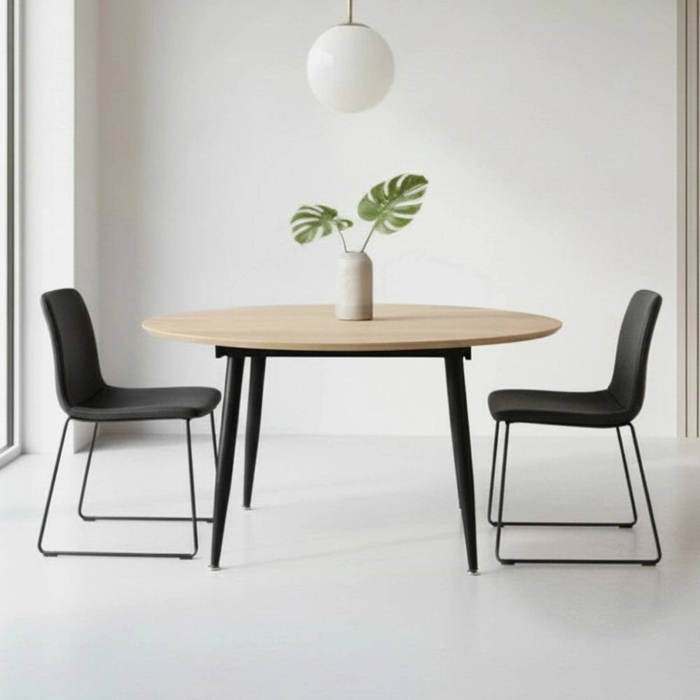Tavolo rotondo allungabile Cordelia rovere con gambe nere 120x120x75