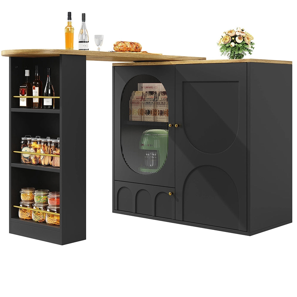 Tavolo bar rotante 360° - Xylo - con ripiano bianco/nero 138x39x102cm