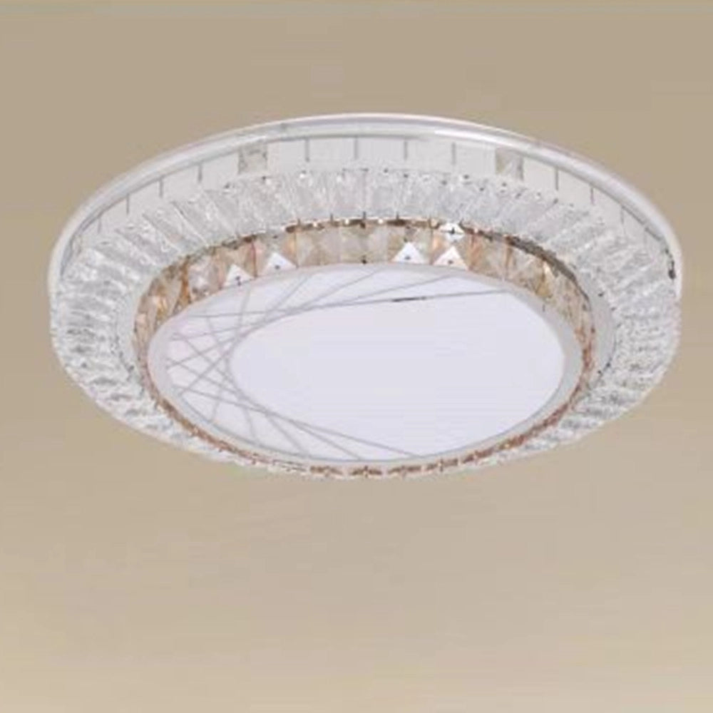 Trade Shop - Plafoniera Da Soffitto 65w ø50cm Led A Strati Cristalli Ragnatela Luce Fredda 08034 -