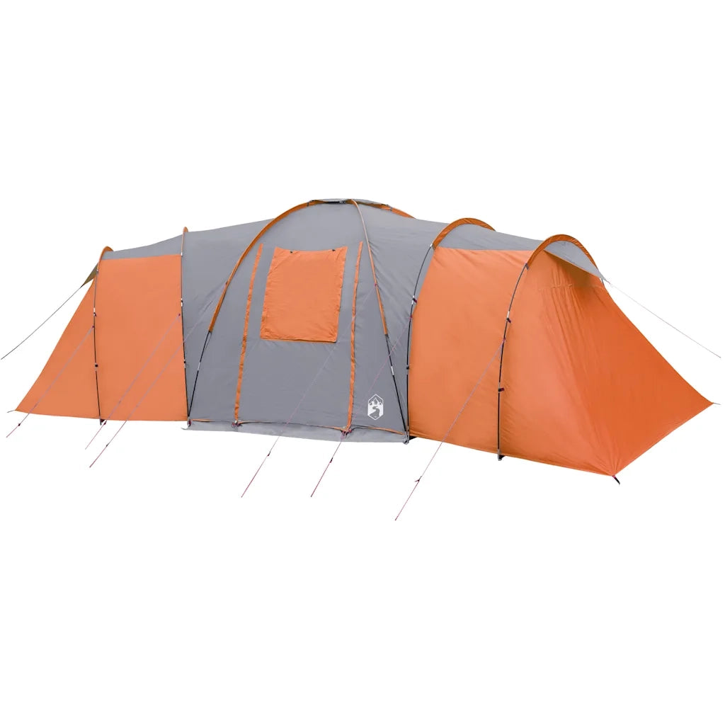 Tenda da Campeggio a Cupola 12 Persone Grigio e Arancione