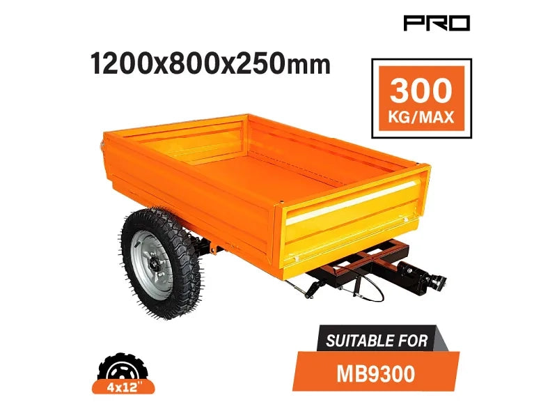 Rimorchio Nakayama Pro MB9305: Portata 300kg per Motocoltivatore MB9300