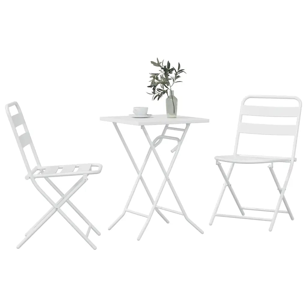 Set Bistro da Giardino 3 pcs Bianco Acciaio