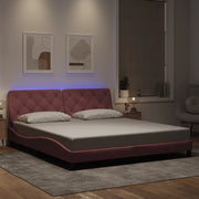 Giroletto con LED senza Materasso Rosa 180x200 cm in Velluto 3213872