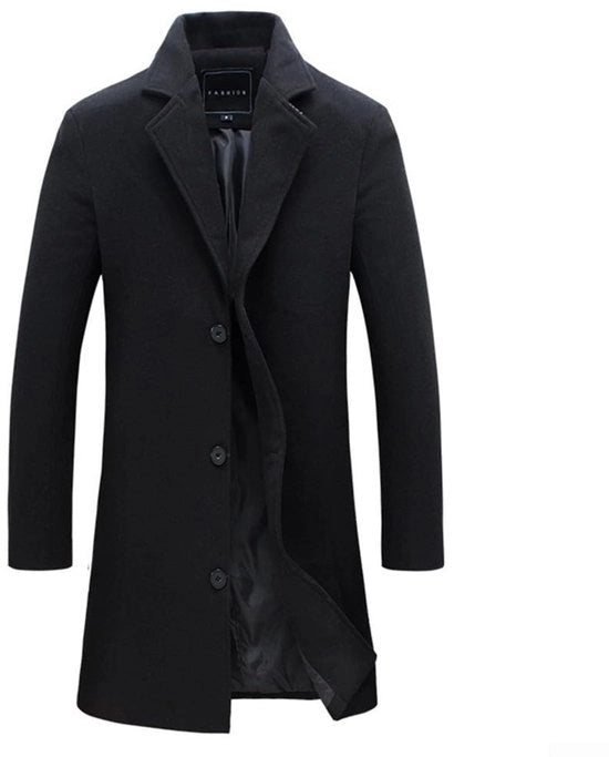 Giubbotto Impermeabile Uomo Inverno - Lungo - Con Cappuccio - Chiusura a Singolo Bottone - Poliestere - Adatto per Autunno/Inverno - Impermeabile