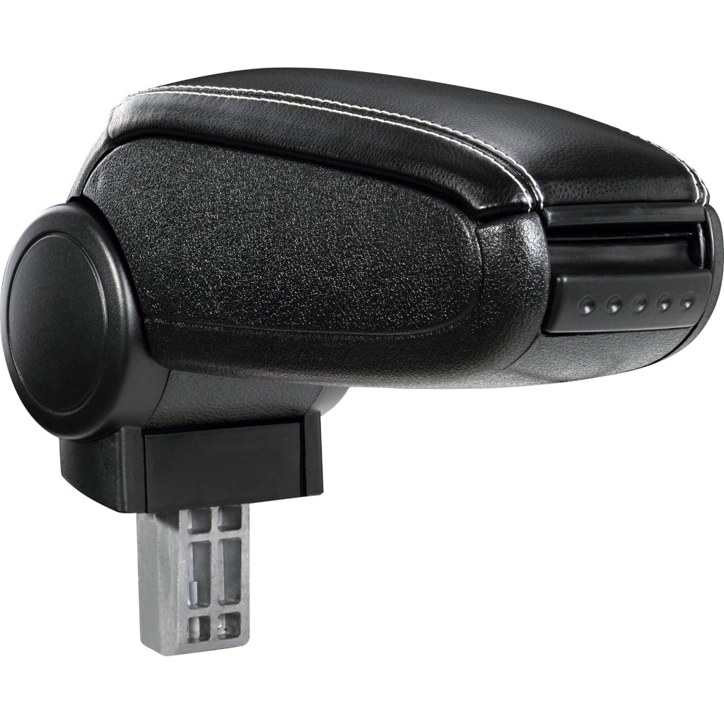 Bracciolo centrale per VW Golf 7 con scomparto imbottito in similpelle nera con cuciture bianche 03_0000740