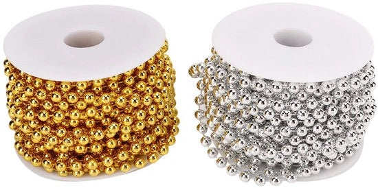 Catenella artigianale a forma di rondelle in oro/argento - 2 pezzi - 10,9 m di lunghezza - 0,2 pollici di diametro - catenella lucida con rondelle in oro/argento - slitta per catenella