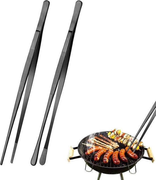 Pincetta da cucina - Acciaio inossidabile - 2 pezzi - 25 cm - Nero