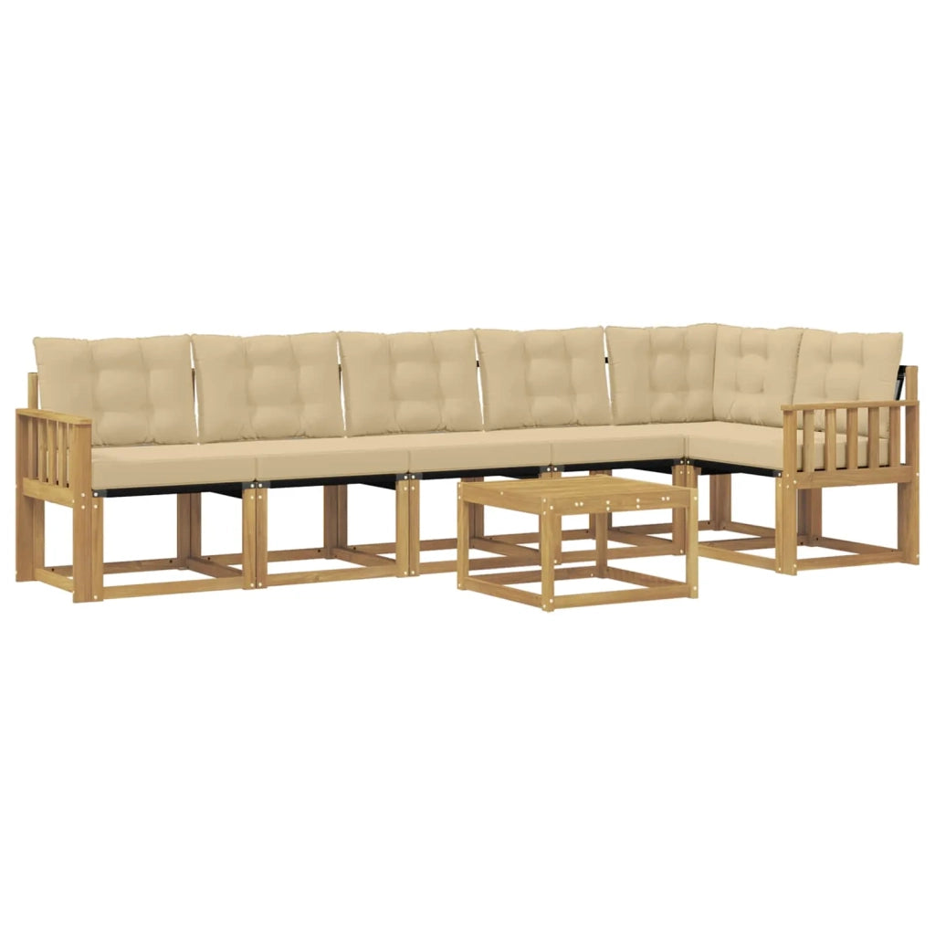 Set di divani da esterno 7 pz Bianco e Beige 3389547