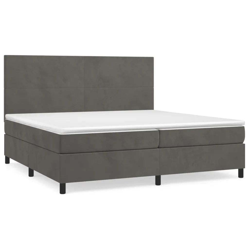 Giroletto a Molle con Materasso Grigio Scuro 200x200 cm Velluto 3142924