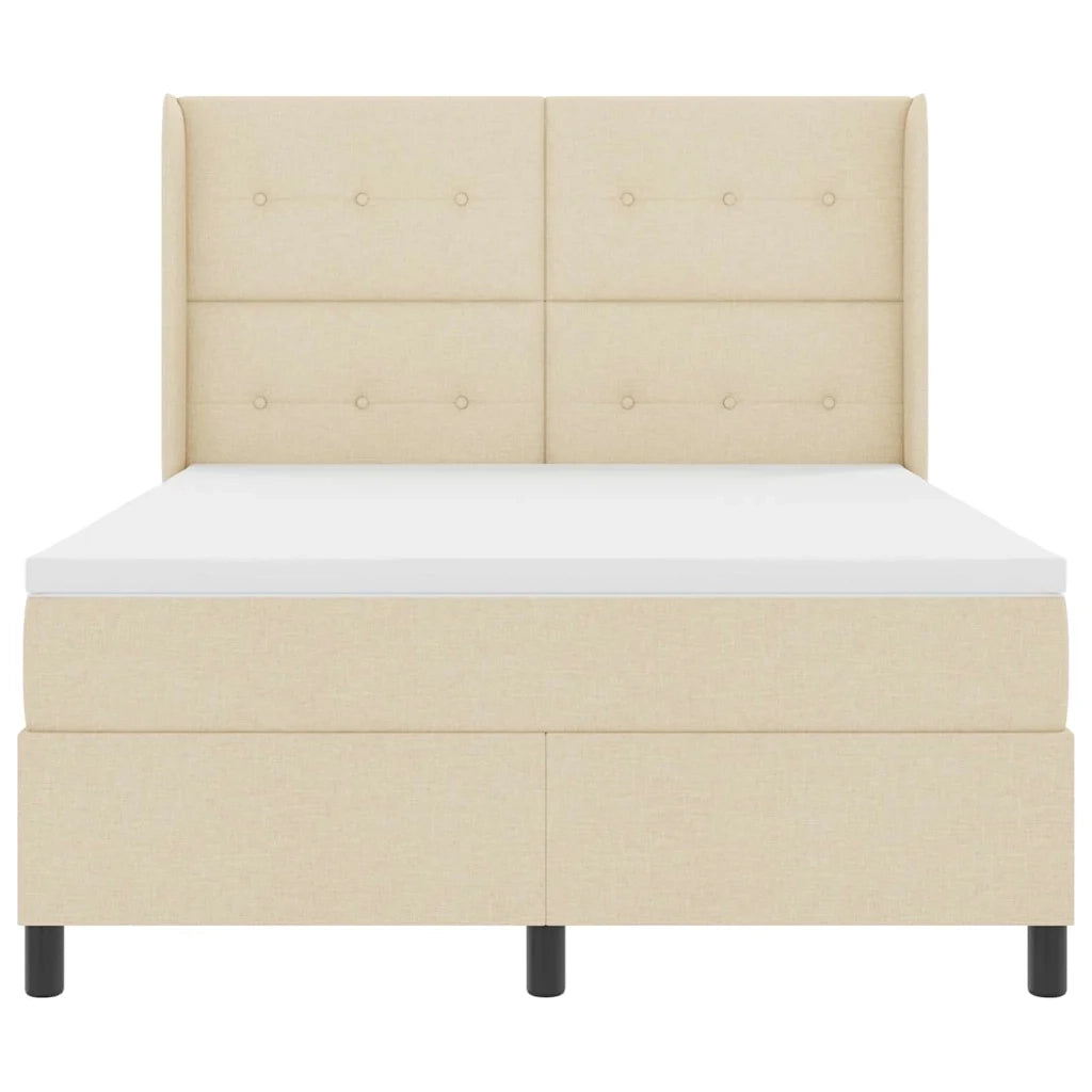 Letto a molle con materasso Crema 190 x 140 cm Tessuto 3341642