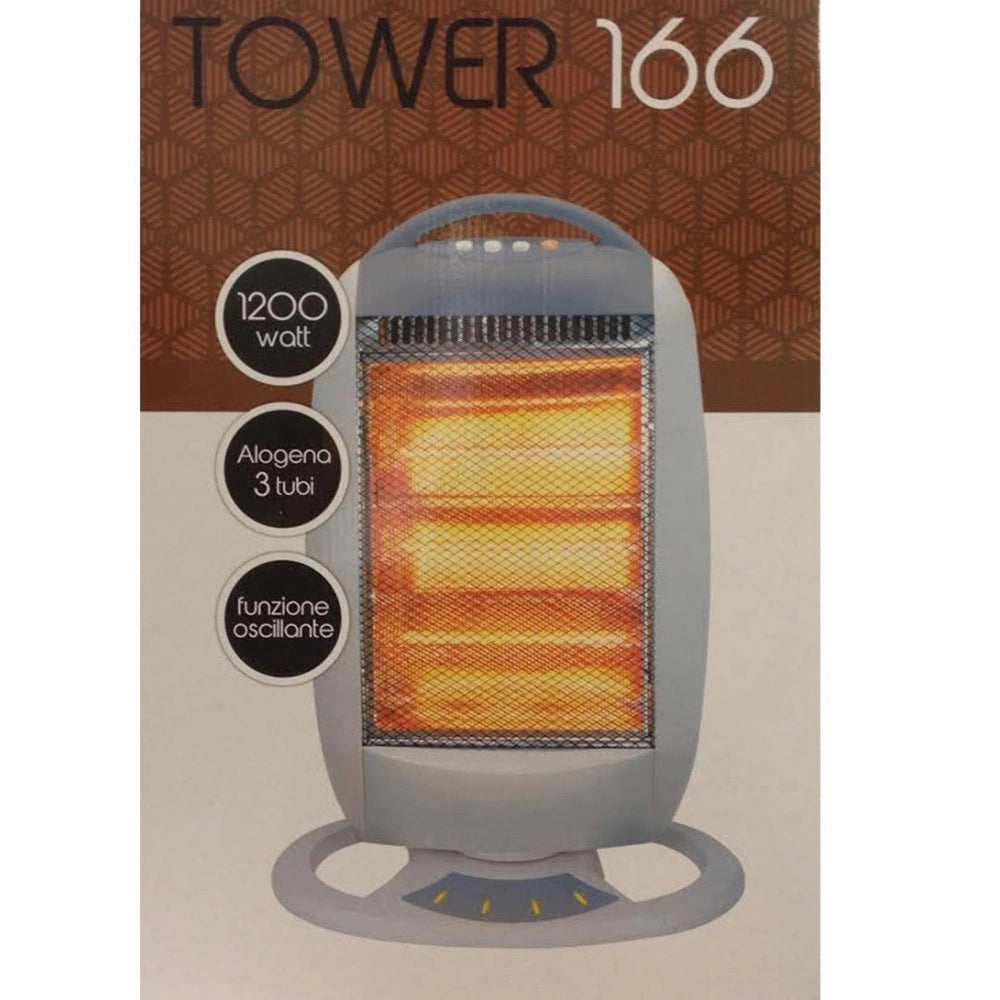Trade Shop - Stufa Alogena A Tre Potenze 1200 W Con Funzione Oscillante Rotante Basso Consumo -