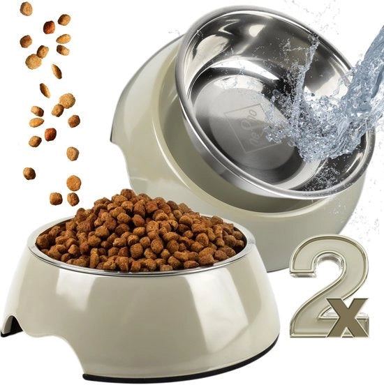 Set di 2 ciotole per cani da allevamento e cani di taglia media [dimensione M / 350 ml] Ciotola antiscivolo per cani | Ciotola per gatti | Ciotola per cani (M, marrone scuro)