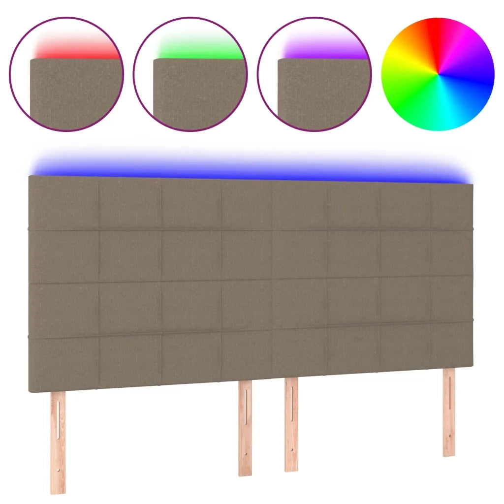 Testiera | Testata a LED tortora 200x5x118/128cm in Tessuto