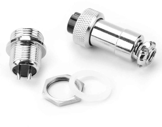 Connettore di alimentazione aereo GX12 - 5 pezzi - Collegamento - Connettori metallici di alta qualità - Argento - Kit di sostituzione - Ideale per strumenti - 200-600V - 20-32A