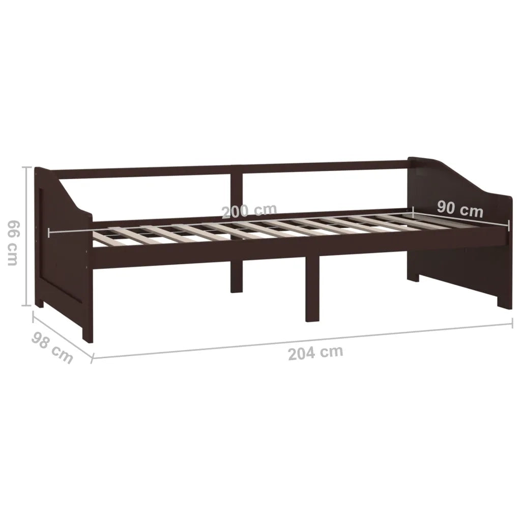 Divano letto | Sof¨¤ letto | Letto singolo a 3 Posti Marrone Scuro Massello di Pino 90x200cm