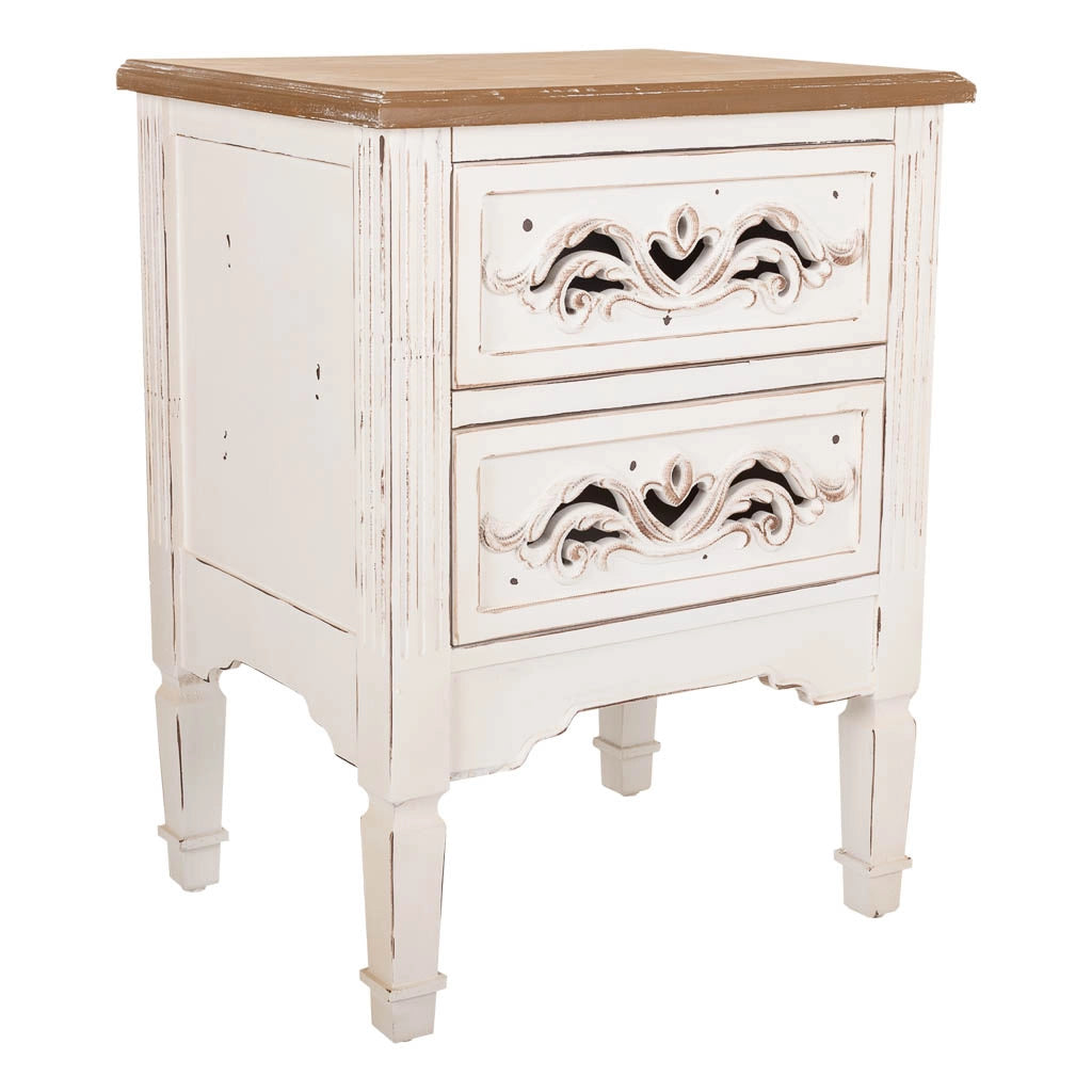 Comodino in legno bianco 48x38x62