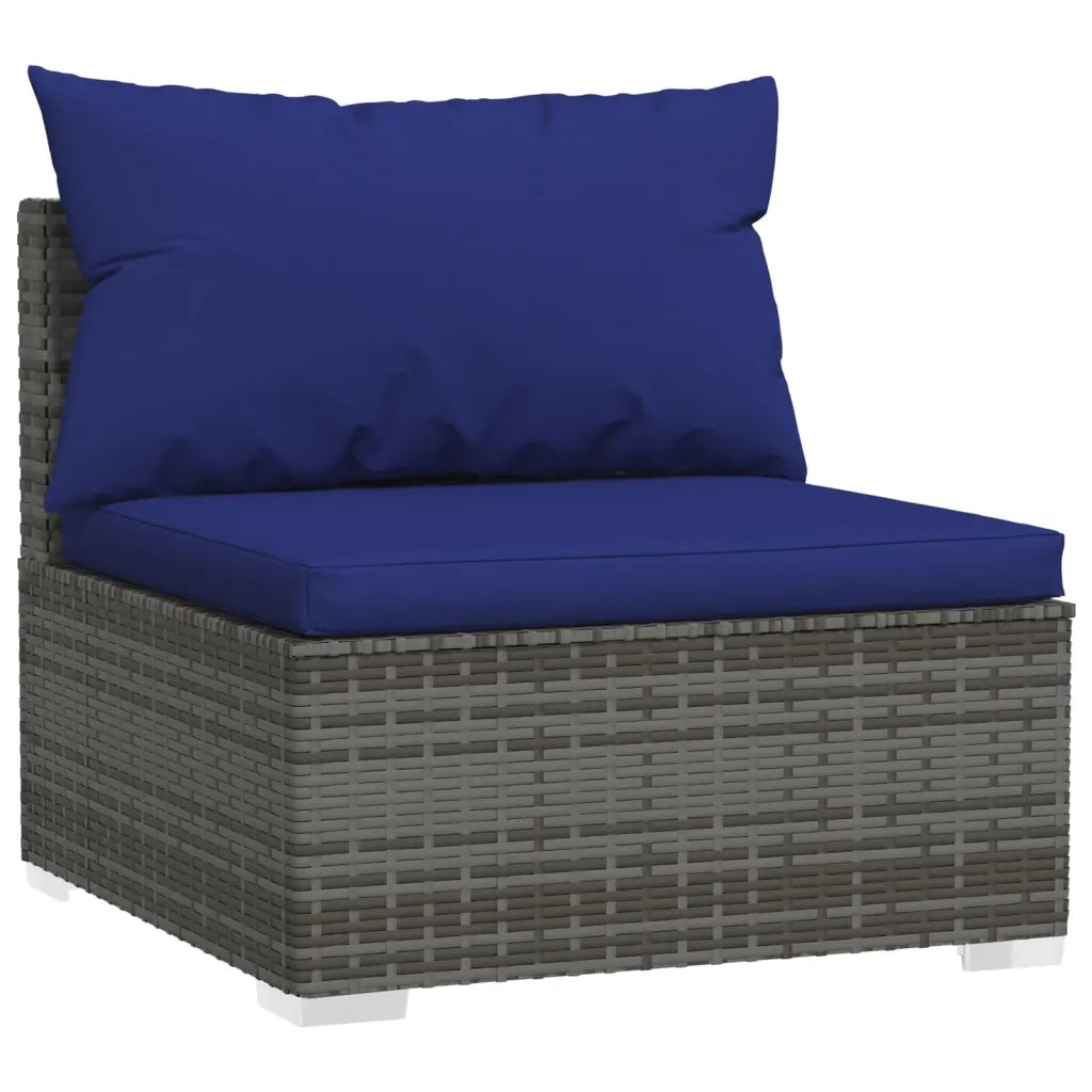 Divano a 3 Posti con Cuscini-Sofa 3 Posti con Cuscini in Polyrattan Grigio
