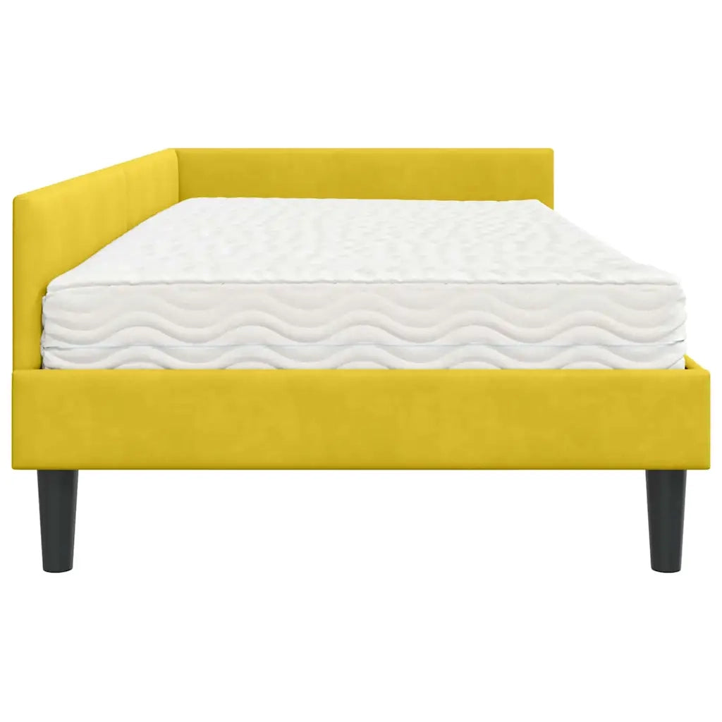 Struttura Letto Angolare con Materasso 2 pz-Giroletto con materasso Giallo Velluto 781718