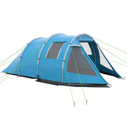 Tenda a tunnel, tenda da campeggio per 4 persone con 2 stanze, protezione UV, finestre, borsa per il trasporto, colonna d'acqua 2000 mm, blu