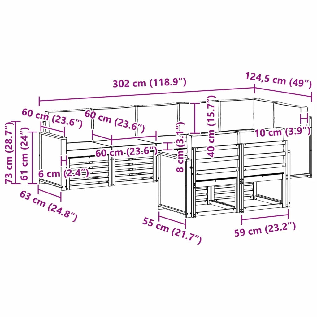 Set di divani da esterno 7 pz 3384497