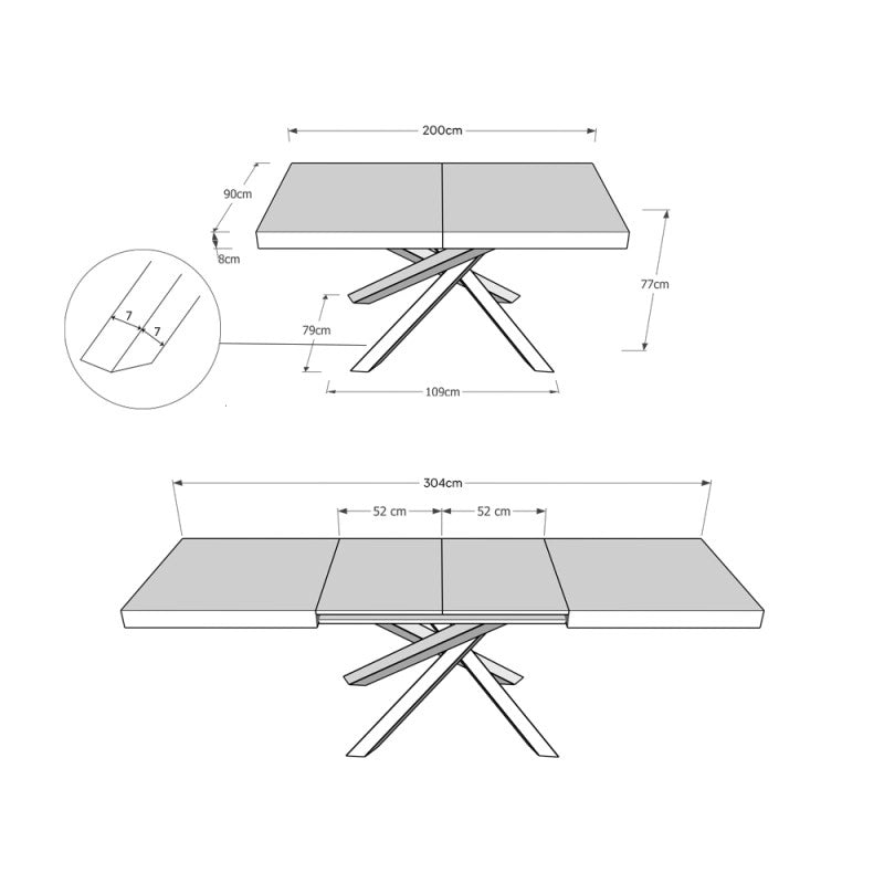 Tavolo allungabile 200/304x90 cm Volantis telaio Multicolore 4/A - Noce