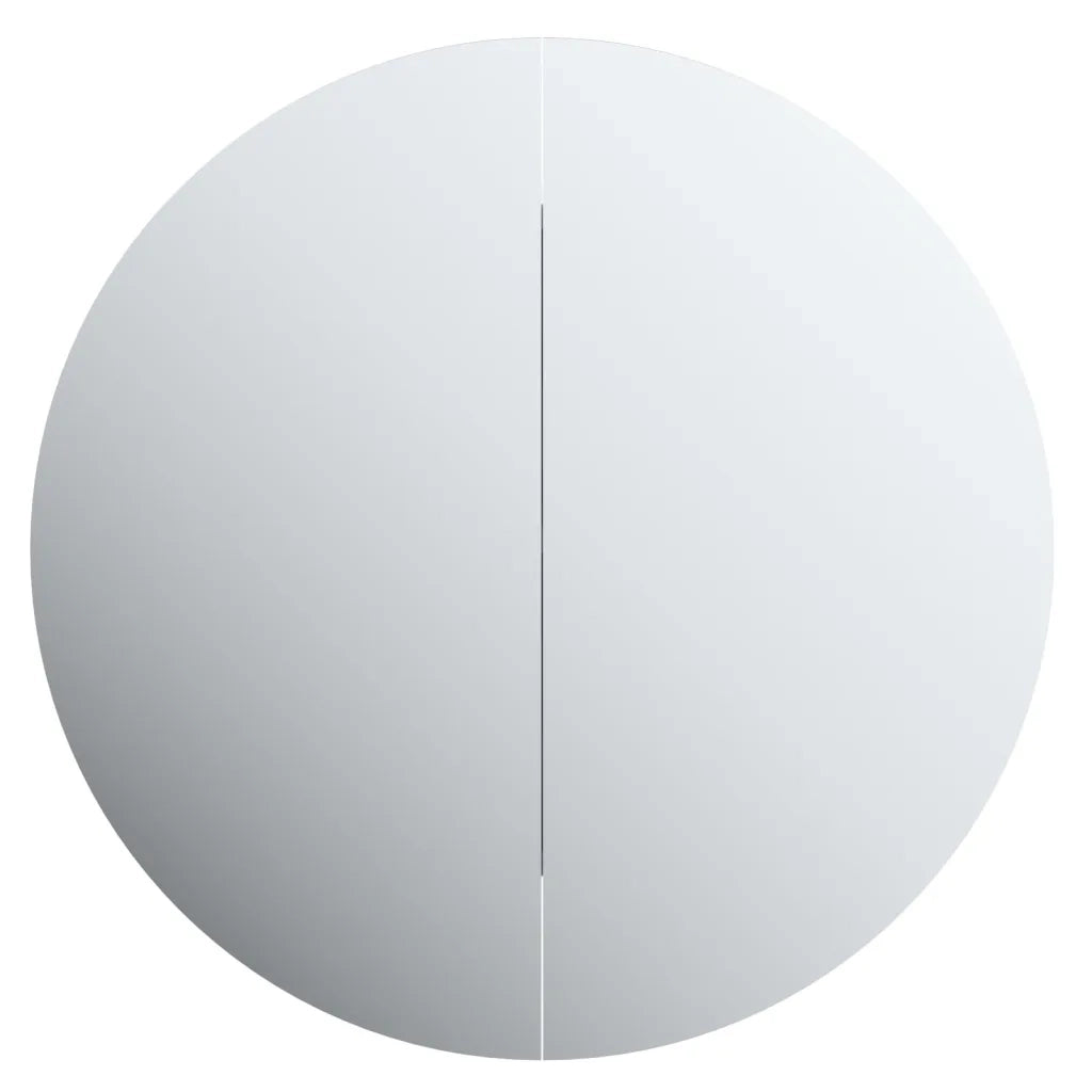 Armadio da Bagno con Specchio Rotondo e LED-Mobiletto a specchio Nero 40x40x17,5cm