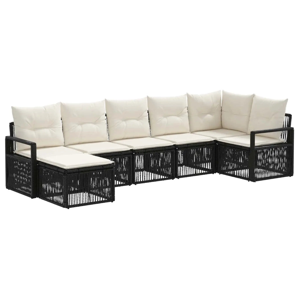 Set Divano da Giardino 7 pz Nero polyrattan 3435784