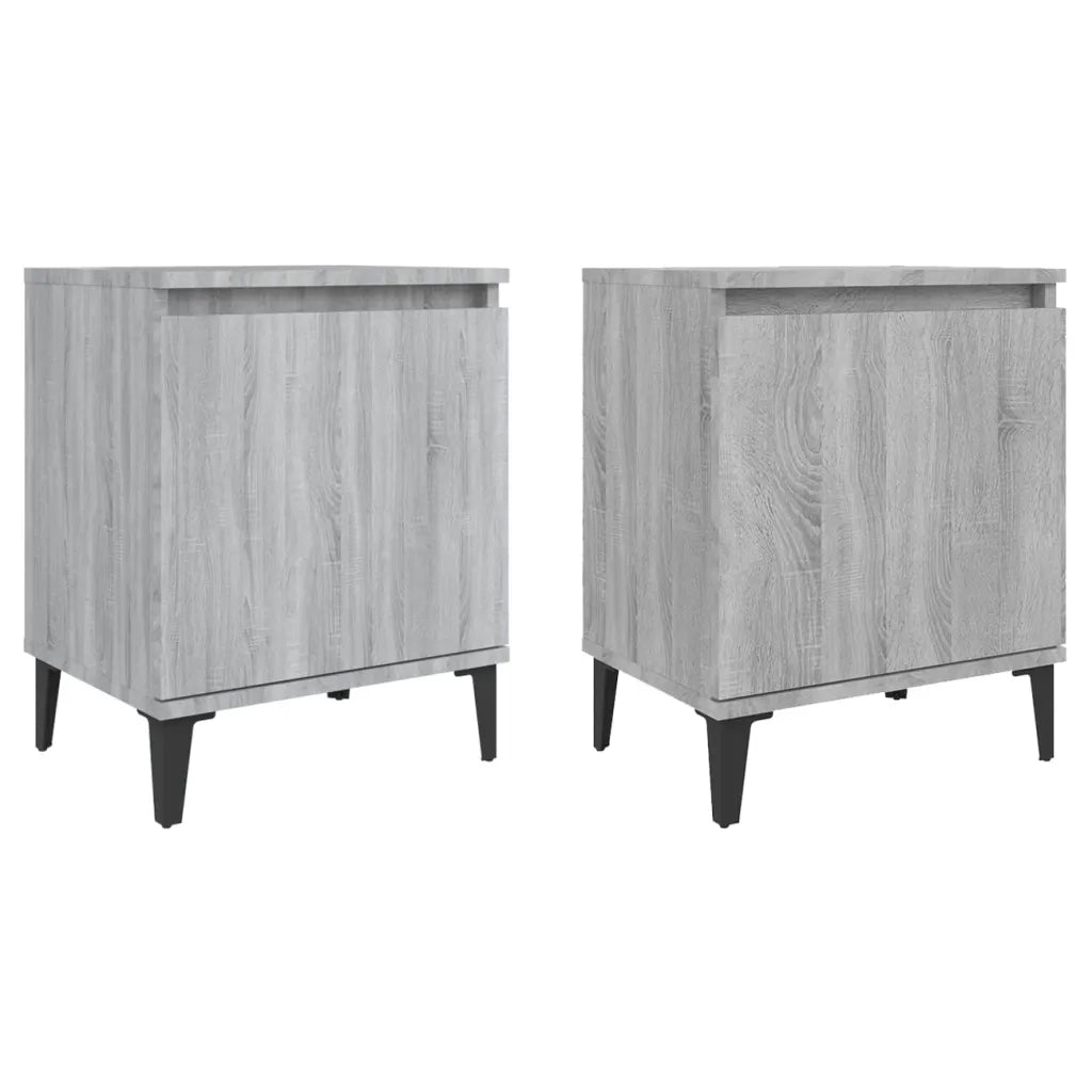 Comodini | Armadio da Notte | Mobiletto da notte con Gambe in Metallo Grigio Sonoma 40x30x50 cm