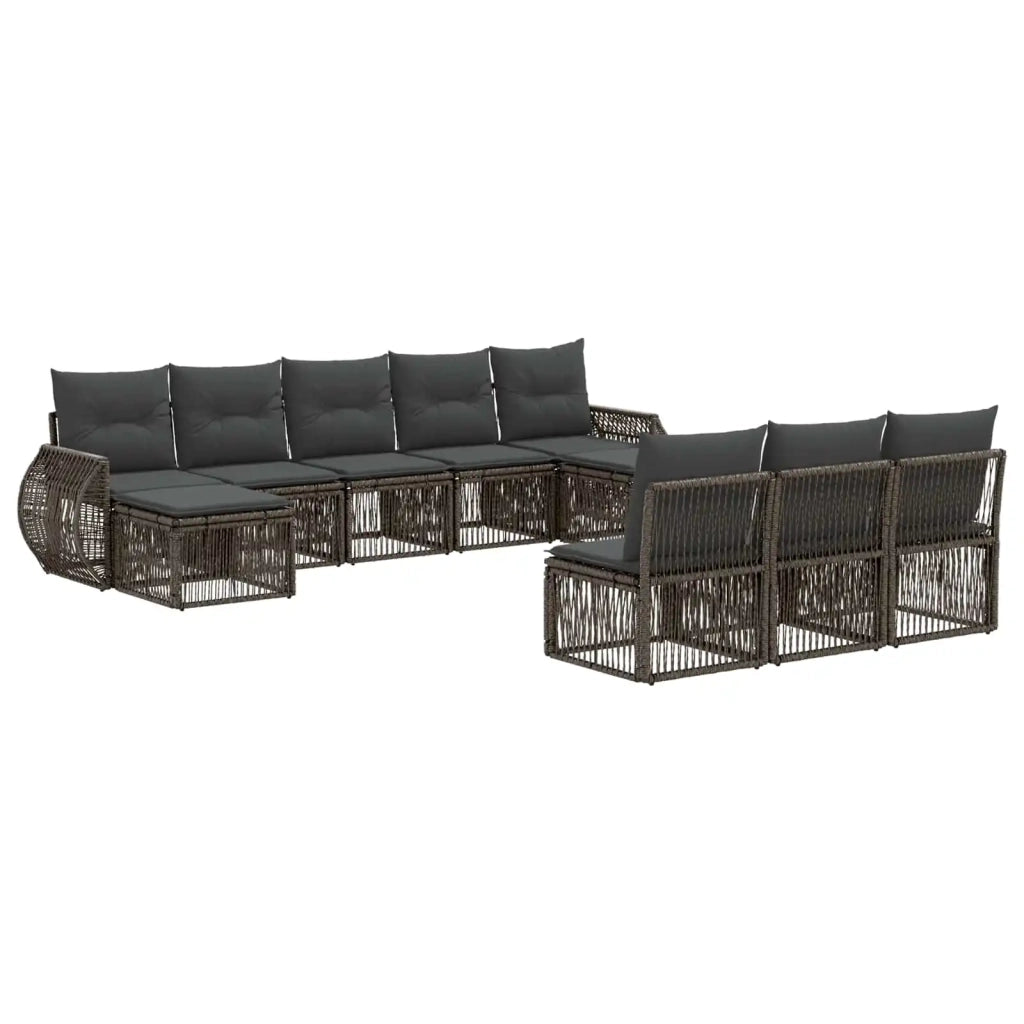 Set Divano da Giardino 10 pz Grigio e Grigio Scuro polyrattan 3435539