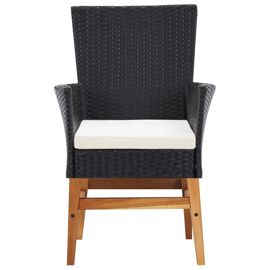 Set da Pranzo da Giardino 9 pz Nero in Polyrattan e Acacia 46008