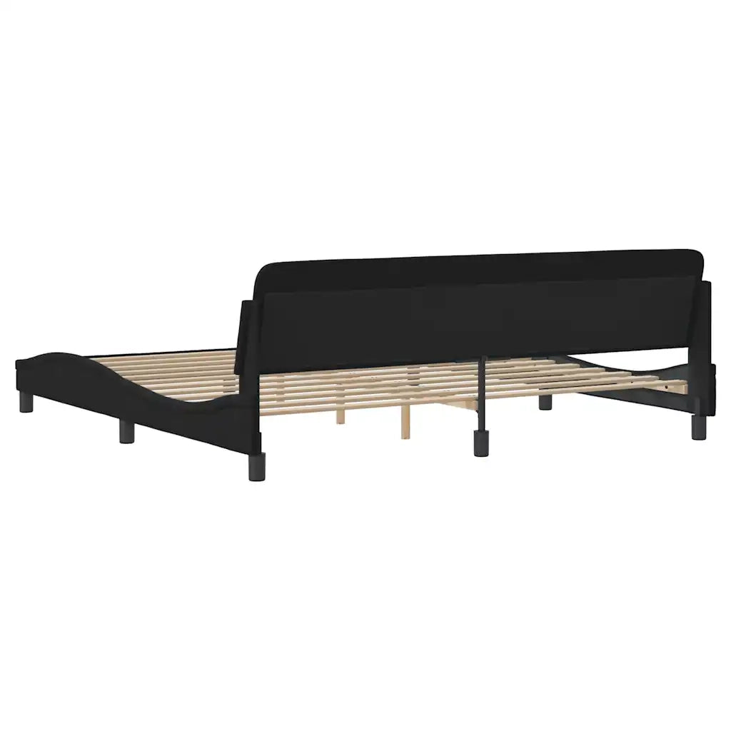 Letto matrimoniale | Letto per adulti | Giroletto Dover Nero 200x200 cm in Velluto