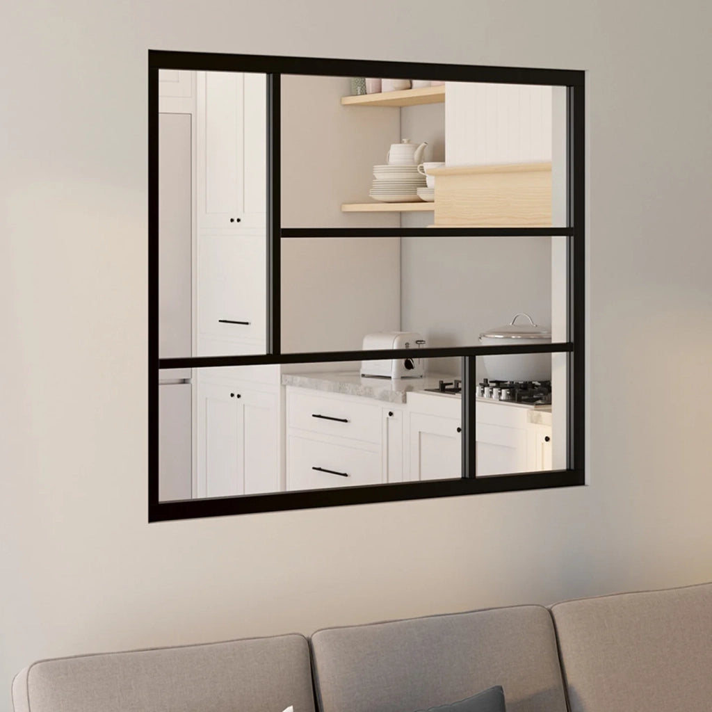 IDMarket - Tetto geometrico in vetro da studio L. 93 x H. 108 cm in metallo nero e vetro temperato