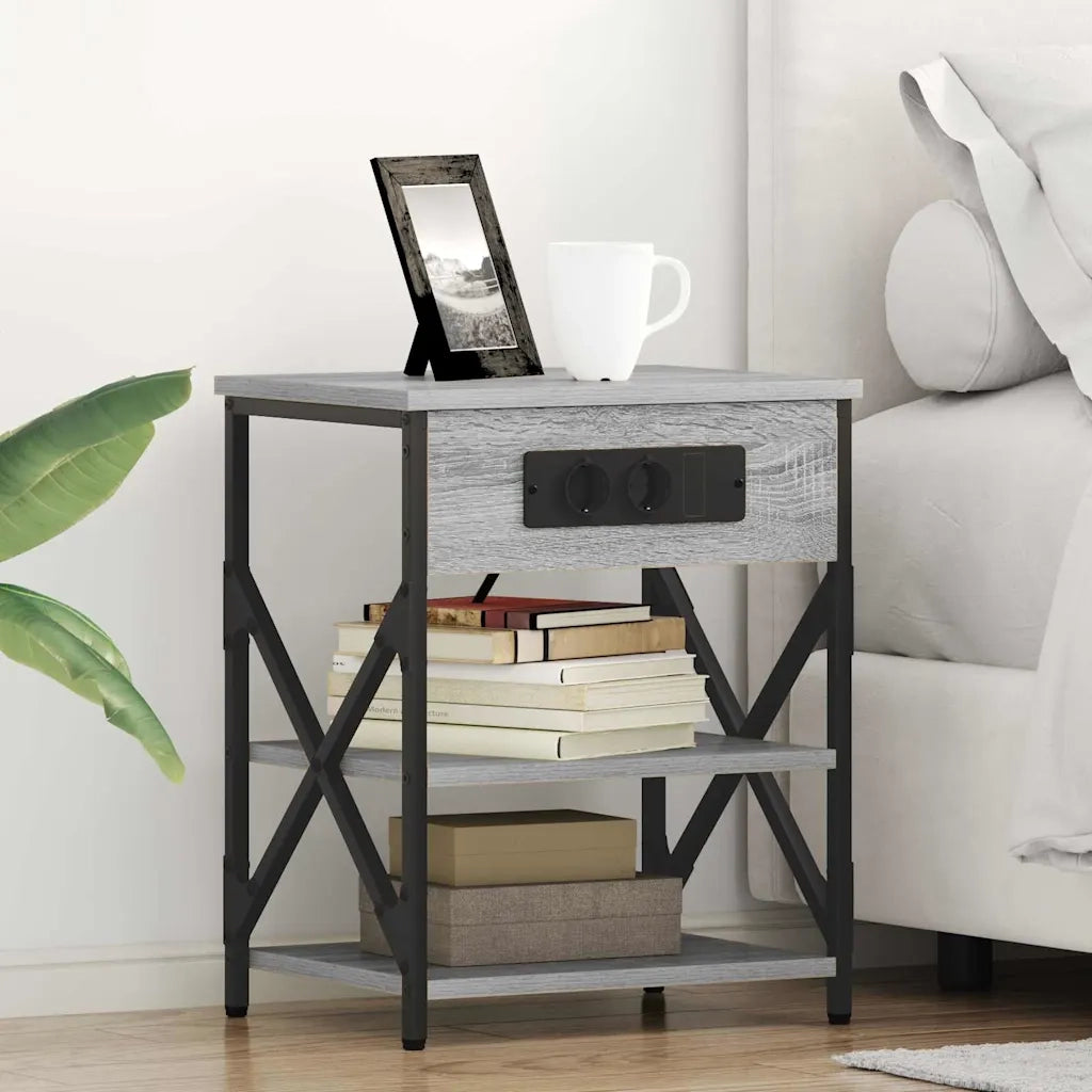Comodino | Armadio da Notte | Mobiletto da notte con lo scaffale Grigio Sonoma 41 x 31 x 51 cm