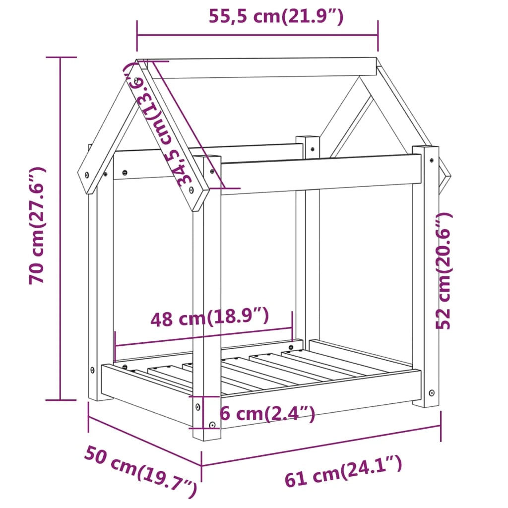 Divano letto per cani comodo 61 x 50 x 70 cm in legno massello di pino nero 02_0042738