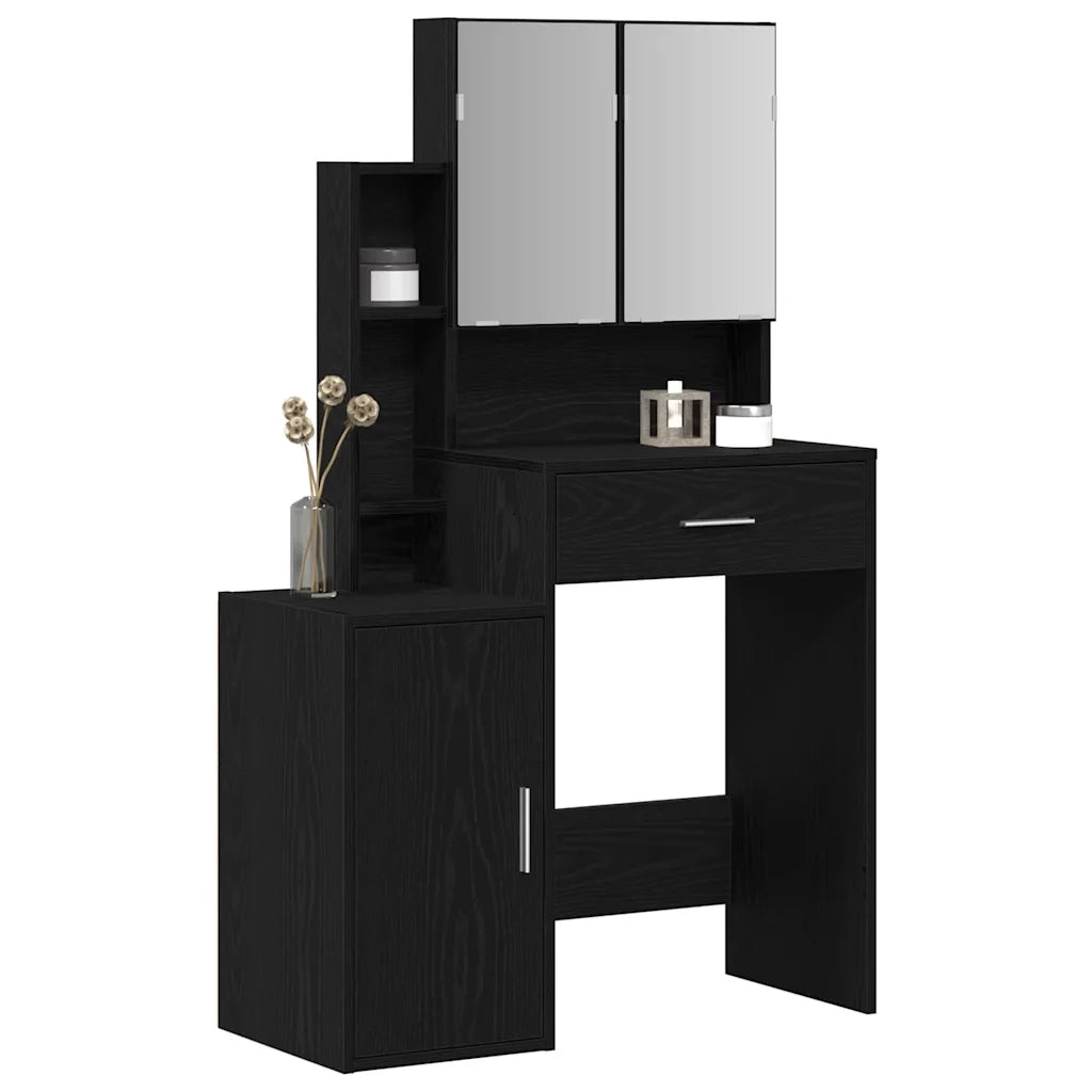 Toeletta | Tavolo da Trucco Rovere Nero 80 x 35 x 132 cm Legno multistrato