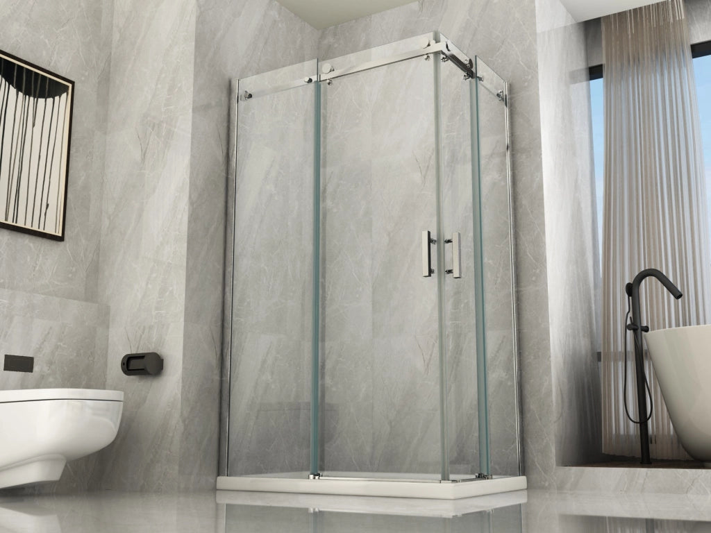 Box doccia due lati scorrevole cristallo 8mm trasparente h.195 FLUIDA 100x100 cm