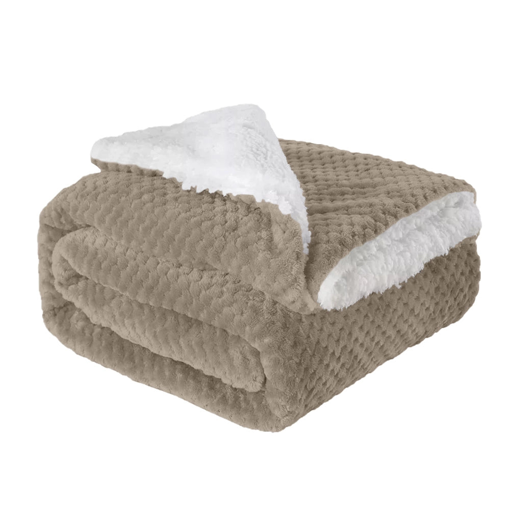 Coperta Plaid in Pile Sherpa Invernale Tinta unita 440 Gr/Mq Beige - Plaid 127x152