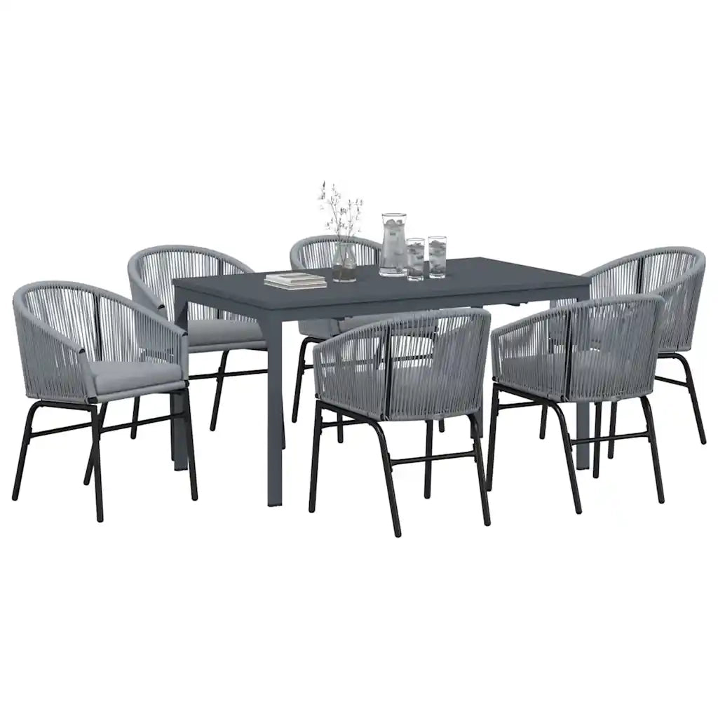 Set da Pranzo per Giardino 7 pcs Grigio polyrattan 3378826