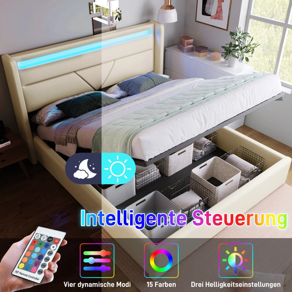 letto imbottito pu bianco 140 x 200 cm