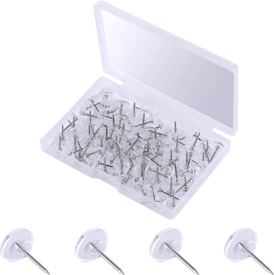 Spillini trasparenti in plastica con punte in acciaio inossidabile, 100 pezzi, spilli rotondi in plastica con punte in acciaio inossidabile.