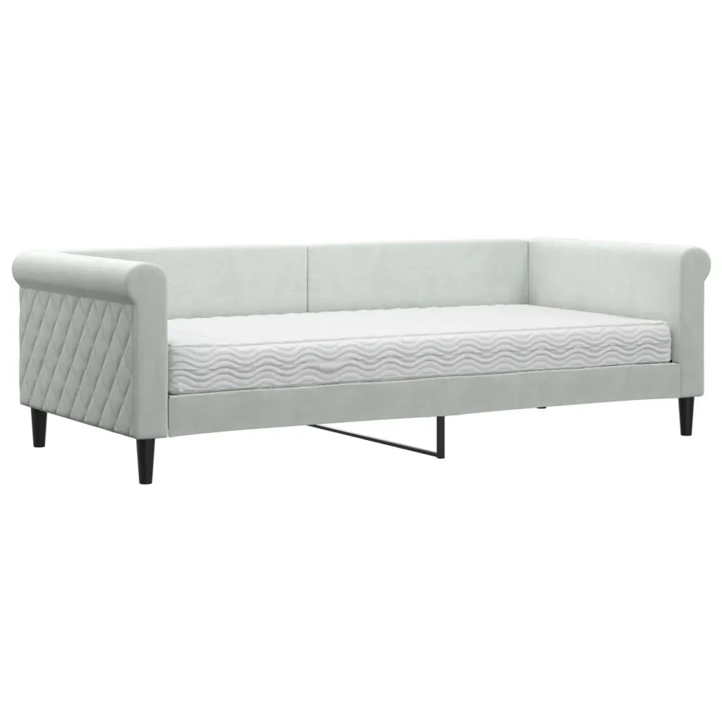 Divano letto | Sof¨¤ letto | Letto singolo con Materasso Grigio Chiaro 90x200 cm in Velluto
