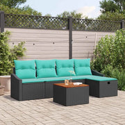 Set Divano da Giardino con cuscino 6 pcs Nero polyrattan 3359564