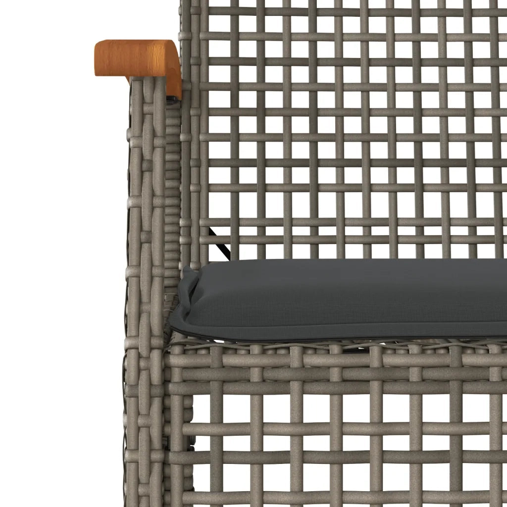 Set da Pranzo da Giardino 7 pz con Cuscini in Polyrattan Grigio