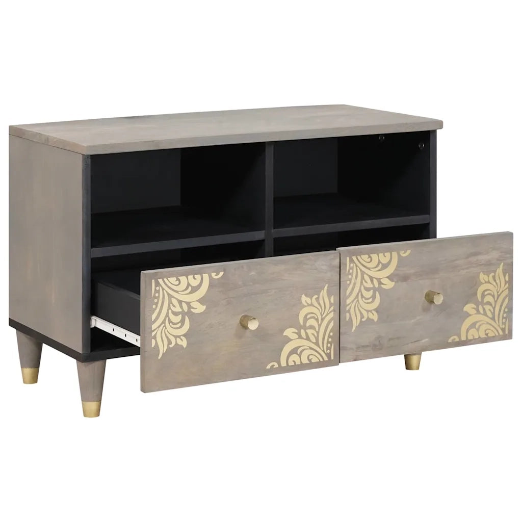 Mobile TV-Credenza TV-Console TV Grigio 70 x 33 x 46 cm Legno di mango massello