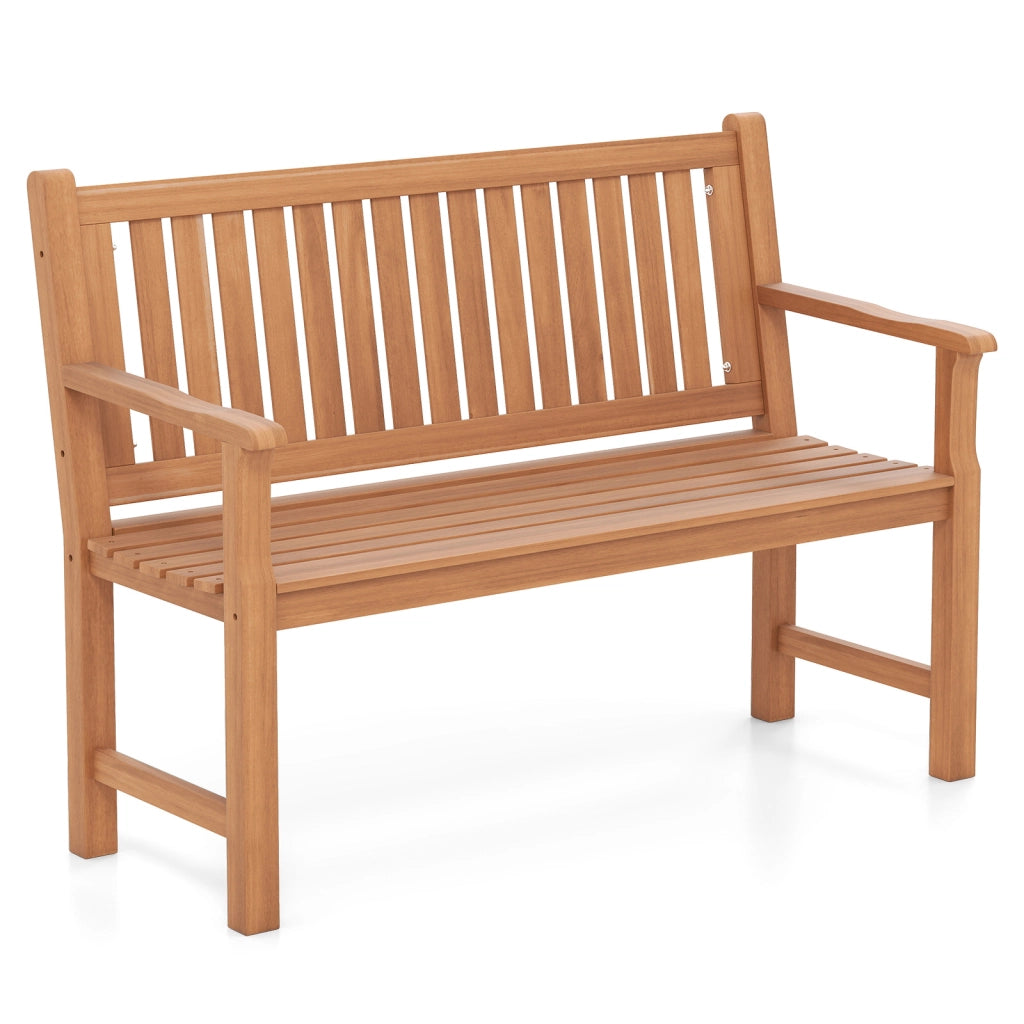 Panchina da giardino con schienale e braccioli di sostegno, Panche di legno massello a 2 posti design ergonomico Giallo
