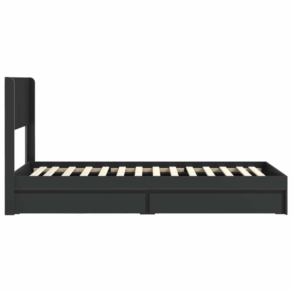 Struttura del letto con stoccaggio e testata Nero 90 x 190 cm 3414420